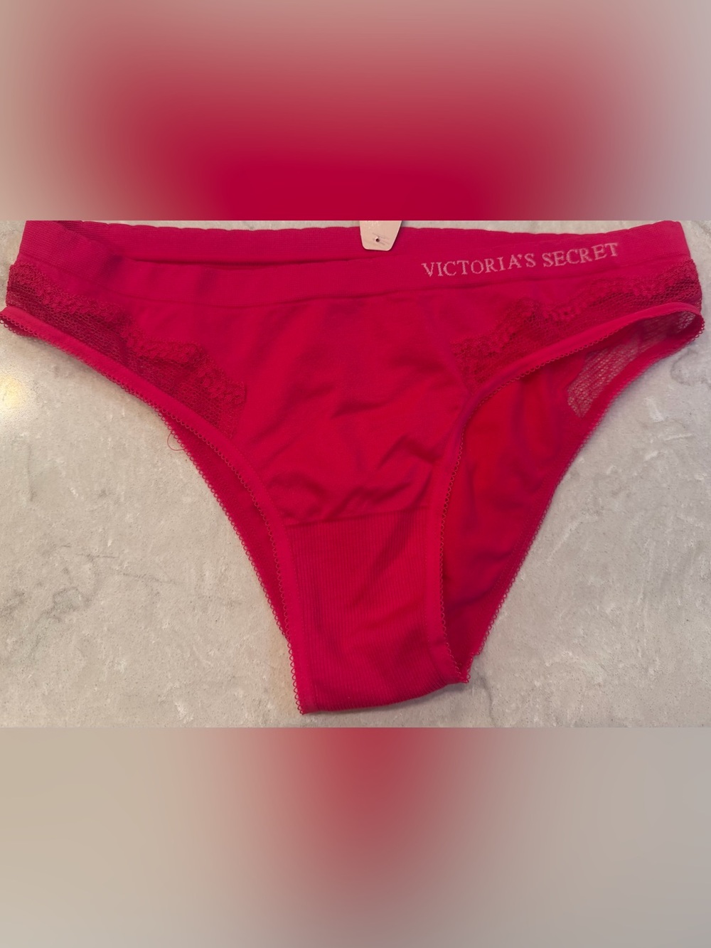 Brand New Victoria's Secret side Lace-Panel Bikini Briefs in hot pink